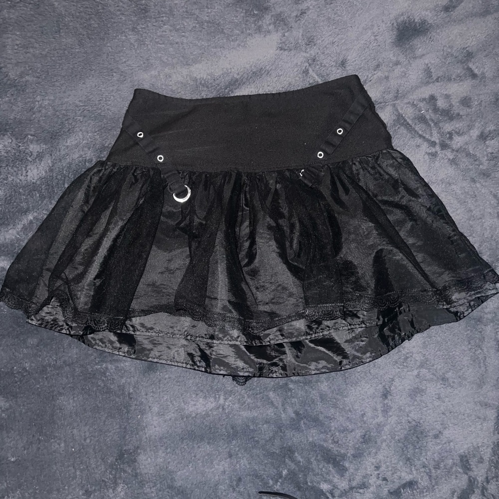 Royal Bones Black Skirt with Tulle and Metal Details